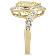 Afbeelding in Gallery-weergave laden, Peervormig Kanariegele Diamant ring in 14K Geelgoud – hoekaanzicht
