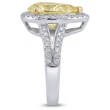 Afbeelding in Gallery-weergave laden, Druppelvormig Kanariegele Diamant ring in Tweekleurig 14K Goud – achteraanzicht
