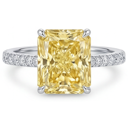 Kanariegele Diamant Pavé Sieraad Ring 2 karaat in 14K Witgoud