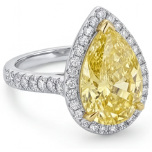 Afbeelding in Gallery-weergave laden, Kanariegele Diamant Sieraad Ring 3,50 karaat Tweekleurig 14K Goud – zijaanzicht
