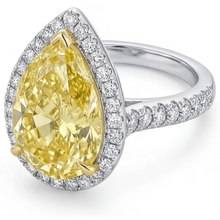 Afbeelding in Gallery-weergave laden, Druppelvormig Kanariegele Diamant ring in Tweekleurig 14K Goud – hoekaanzicht
