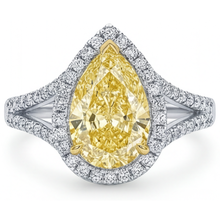Afbeelding in Gallery-weergave laden, Statement Ring 14 Karaat Tweekleurig Goud met Kanariegele Diamant – hoofdaanzicht

