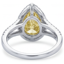 Afbeelding in Gallery-weergave laden, Kanariegele Diamant Peervormig Statement Ring in 14 Karaat Tweekleurig Goud – detailaanzicht
