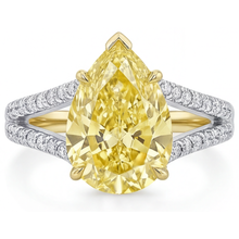 Afbeelding in Gallery-weergave laden, Kanariegele Diamant Statement Ring 1,75-karaat 14 Karaat Tweekleurig Goud – hoofdaanzicht
