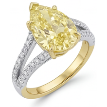 Afbeelding in Gallery-weergave laden, Kanariegele Diamant Statement Ring 1,75-karaat 14 Karaat Tweekleurig Goud – zijaanzicht
