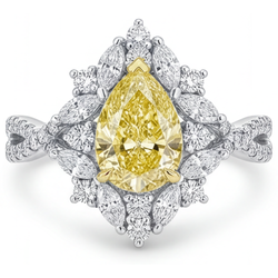 Kanariegele Diamant Statement Ring – Bicolor 14K Goud 1,75 karaat