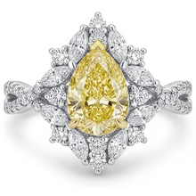 Afbeelding in Gallery-weergave laden, Kanariegele Diamant Statement Ring 1,75-karaat Bicolor 14K Goud – vooraanzicht
