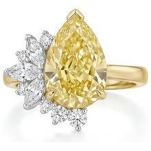 Afbeelding in Gallery-weergave laden, Kanariegele Diamant Statement Ring 3,5-karaat Bicolor 14K Goud – vooraanzicht
