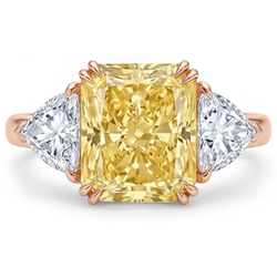 Puur VVS Zuiverheid Kanariegele Diamant Trilogie Ring 4 karaat