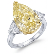 Afbeelding in Gallery-weergave laden, Trilogie Ring Tweekleurig 14K Goud met Kanariegele Diamant – profielaanzicht
