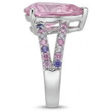 Afbeelding in Gallery-weergave laden, Kunzite Solitaire met Zijstenen – achteraanzicht
