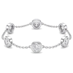 Labgekweekte diamanten armband 3 karaat ronde lunette in station-stijl 14K witgoud 7 inch