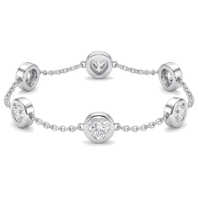 Afbeelding in Gallery-weergave laden, Labgekweekte diamanten armband 3 karaat ronde lunette in station-stijl 14K witgoud 7 inch
