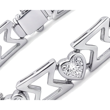 Afbeelding in Gallery-weergave laden, Labgekweekte diamanten armband 5 karaat hart chevron-schakel 14k Witgoud 7 inch
