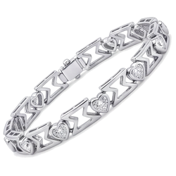 Labgekweekte diamanten armband 5 karaat hart chevron-schakel 14k Witgoud 7 inch