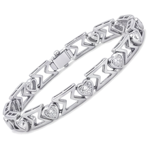 Afbeelding in Gallery-weergave laden, Labgekweekte diamanten armband 5 karaat hart chevron-schakel 14k Witgoud 7 inch
