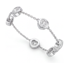 Afbeelding in Gallery-weergave laden, Labgekweekte diamanten armband 3 karaat ronde lunette in station-stijl 14K witgoud 7 inch
