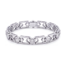 Afbeelding in Gallery-weergave laden, Labgekweekte diamanten armband 5 karaat hart chevron-schakel 14k Witgoud 7 inch
