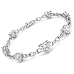 Labgekweekte diamanten hart-stationsarmband 3 karaat 14k Witgoud 7 inch