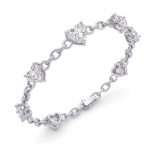 Afbeelding in Gallery-weergave laden, Labgekweekte diamanten hart-stationsarmband 3 karaat 14k Witgoud 7 inch

