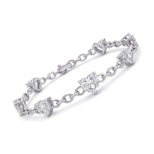 Afbeelding in Gallery-weergave laden, Labgekweekte diamanten hart-stationsarmband 3 karaat 14k Witgoud 7 inch
