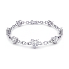 Afbeelding in Gallery-weergave laden, Labgekweekte diamanten hart-stationsarmband 3 karaat 14k Witgoud 7 inch
