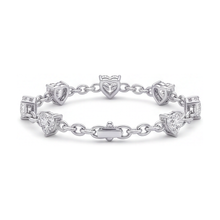 Afbeelding in Gallery-weergave laden, Labgekweekte diamanten hart-stationsarmband 3 karaat 14k Witgoud 7 inch
