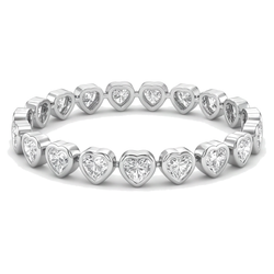 Labgekweekte diamanten tennisarmband 7 karaat hartvormige lunette 14k witgoud 7 inch