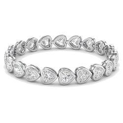 Labgekweekte diamanten tennisarmband 8 karaat hartvormige lunette 14K witgoud 7 inch