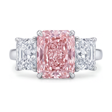 Afbeelding in Gallery-weergave laden, Labgekweekte roze diamanten ring 5,2 karaat radiant geslepen
