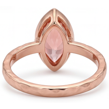 Afbeelding in Gallery-weergave laden, Padparadscha saffier ring 3,5 karaat labgekweekt marquise lunette solitair 14K roségoud
