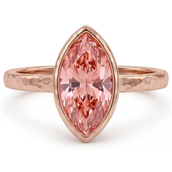 Padparadscha saffier ring 3,5 karaat labgekweekt marquise lunette solitair 14K roségoud