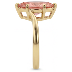 Padparadscha saffier ring 3,5 karaat labgekweekt marquise bypass 14K geelgoud