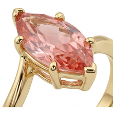 Afbeelding in Gallery-weergave laden, Padparadscha saffier ring 3,5 karaat labgekweekt marquise bypass 14K geelgoud
