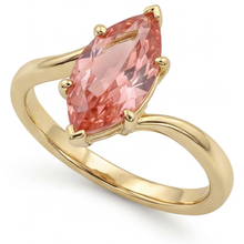 Afbeelding in Gallery-weergave laden, Padparadscha saffier ring 3,5 karaat labgekweekt marquise bypass 14K geelgoud
