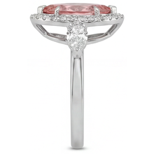 Afbeelding in Gallery-weergave laden, Padparadscha saffier ring 2,3 karaat echte markies halo vintage 14K witgoud
