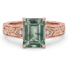 Afbeelding in Gallery-weergave laden, Moss Agate Edelsteen Ring 2 karaat 14K Rosé Goud – hoofdaanzicht
