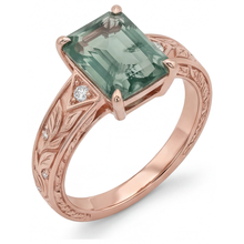 Afbeelding in Gallery-weergave laden, Moss Agate Edelsteen Ring 2-karaat 14K Rosé Goud – vooraanzicht
