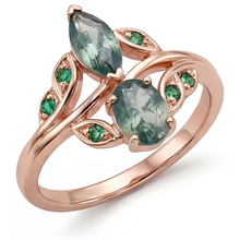 Afbeelding in Gallery-weergave laden, Moss Agate Edelsteen Ring 2,50 karaat 14 Karaat Rosé Goud – hoofdaanzicht
