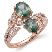 Afbeelding in Gallery-weergave laden, Gekleurde Steen Ring 14K Rosé Goud met Moss Agate – vooraanzicht
