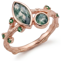 Ambachtelijk Moss Agate Sieraadsteen Ring 1,50 karaat