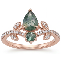 14K Rosé Goud VVS Moss Agate Sieraadsteen Ring 2,50 karaat