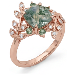 Moss Agate Sieraadsteen Ring 3,0 karaat F/VS1 – 14K Rosé Goud