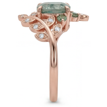 Afbeelding in Gallery-weergave laden, Sieraadsteen Ring 14K Rosé Goud met Moss Agate – hoekaanzicht
