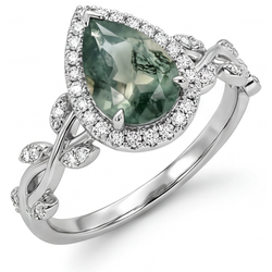 Handgemaakt VVS Moss Agate Sieraadsteen Ring – 3 karaat 14