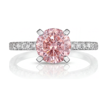 Afbeelding in Gallery-weergave laden, Natuurlijke roze diamanten ring 1,39 karaat rond
