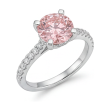 Afbeelding in Gallery-weergave laden, Natuurlijke roze diamanten ring 1,39 karaat rond
