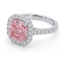 Afbeelding in Gallery-weergave laden, Ring met natuurlijke roze diamant van 1,96 karaat, kussenslijpsel
