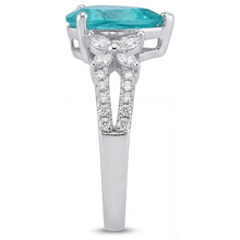 Afbeelding in Gallery-weergave laden, Peervormig Neon Paraiba ring in 14K Witgoud – achteraanzicht
