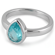 Afbeelding in Gallery-weergave laden, Neon Paraiba Druppelvormig Gekleurde Steen Ring in 14 Karaat Witgoud – hoekaanzicht
